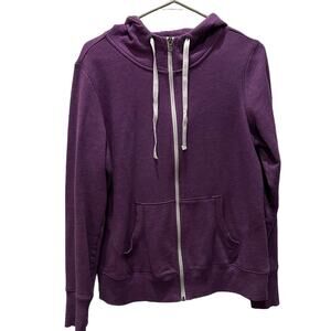 Tek gear drawstring hoody sweatshirt‎ zip front  size large purple